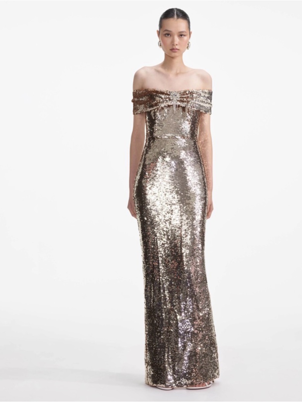 Self portrait gold sequin long dress